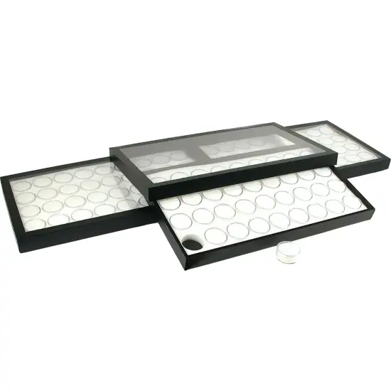 108 White Gem Jars Display & Acrylic Lid Travel Tray {1}