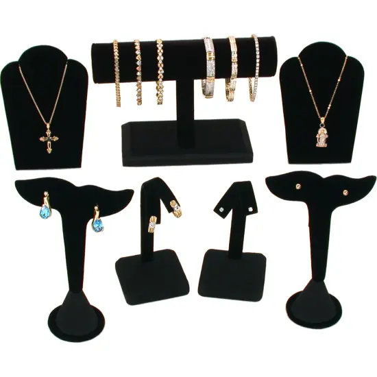 Black Earring Necklace Bracelet Displays 7 Pc Set New {1}