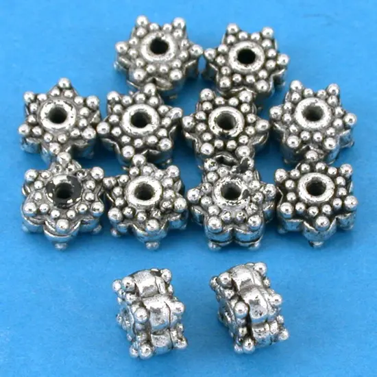 16g Star Bali Beads Antique Silver Plated 8mm Approx 12 {1}