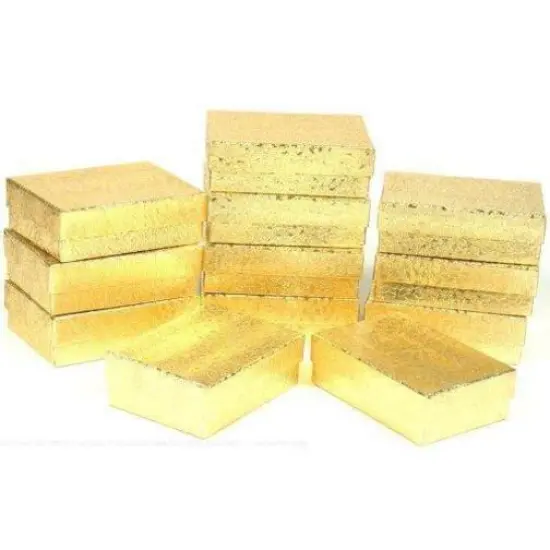12 Gold Cotton Jewelry Gift Boxes Pocket Watch Displays 3.25" {1}