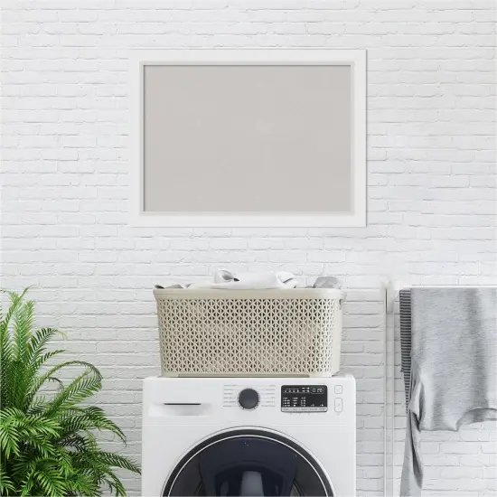 Cork Board, Blanco White Wood Frame - Bulletin Board, Organization Board, Pin Board Grey Cork {6}