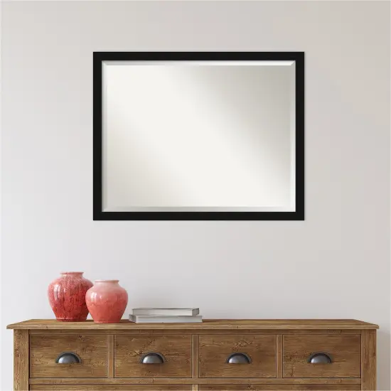 Beveled Bathroom Wall Mirror, Avon Black Narrow Frame {5}