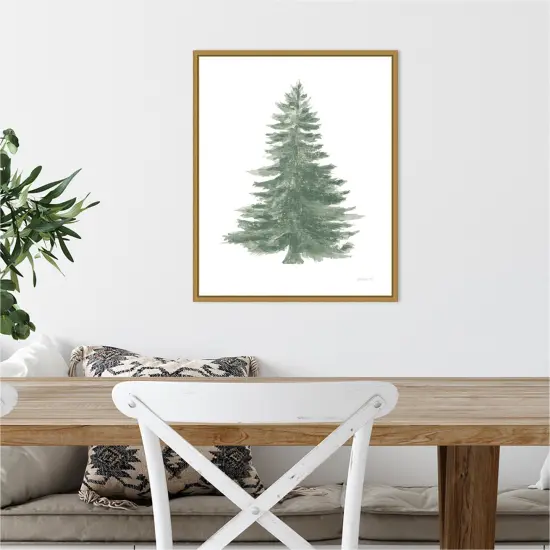 Floursack Holiday Tree by Danhui Nai Canvas Wall Art Print Framed Gold {4}
