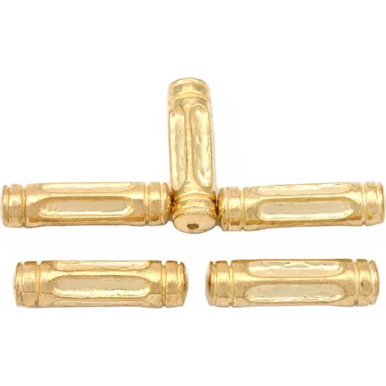 17g Bali Tube Beads Gold Plated Round 23mm Approx 5 {1}