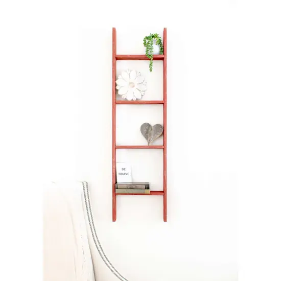 Rustic Farmhouse 4ft Reclaimed Wood Decorative Bookcase Picket Ladder Grey {10}