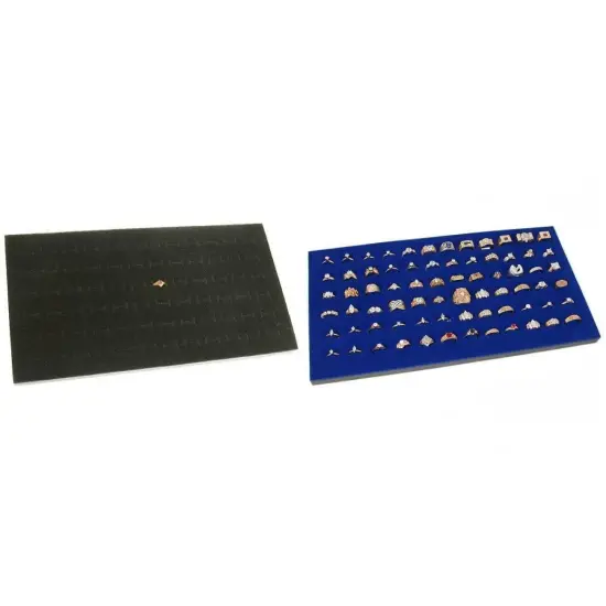 Black & Blue Foam Ring Pad Jewelry Showcase Display Tray Case Insert Kit 2 Pcs {1}