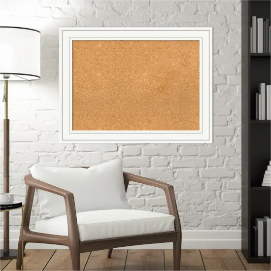 Cork Board, Craftsman White Wood Frame - Bulletin Board, Organization Board, Pin Board Natural Cork {6}