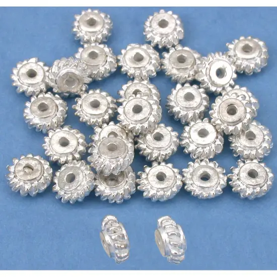 Bali Spacer Beads Silver Plated Beading 7mm Approx 30 {1}