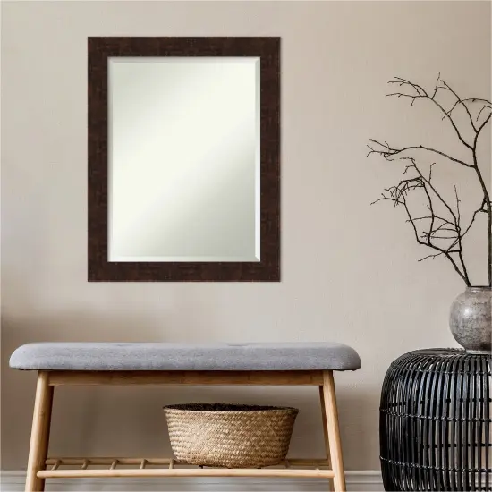 Beveled Bathroom Wall Mirror, William Mottled Bronze Narrow Frame {4}