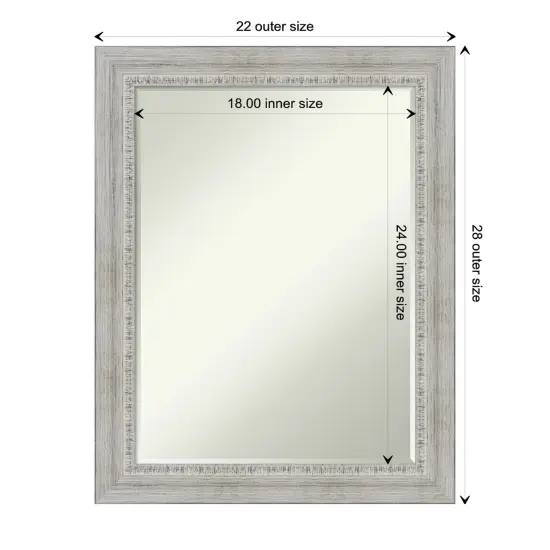 Petite Bevel Wood Wall Mirror, Rustic White Wash Frame {1}