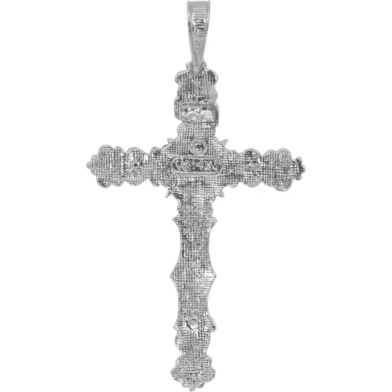 14K White Gold INRI Crucifix Charm Religious Jewelry {3}