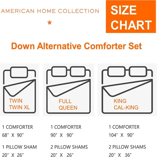 American Home Collection Down Alternative Comforter Set Extra Warm and Soft Ivory {6}