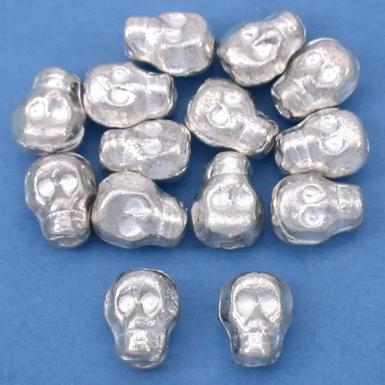 15g Skull Beads Silver Plated Skeleton 8.5mm Approx 14 {1}