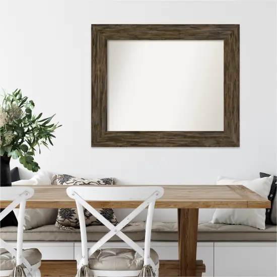 Amanti Art Non-Beveled Wood Wall Mirror, Fencepost Brown Frame {6}