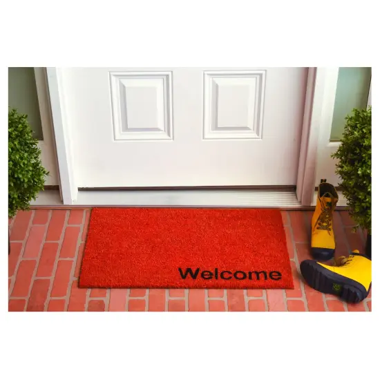 105811729WELC Collins Red Pastel Welcome Doormat {3}