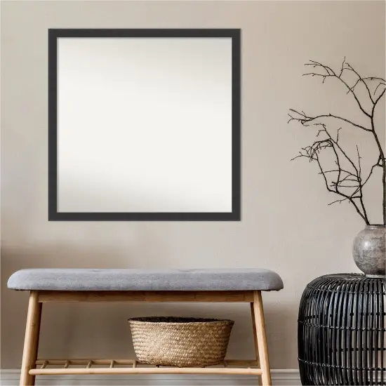 Amanti Art Non-Beveled Wood Wall Mirror, Mezzanotte Black Frame {6}