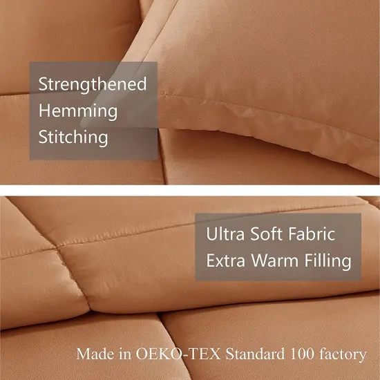 American Home Collection Down Alternative Comforter Set Extra Warm and Soft Tan {3}