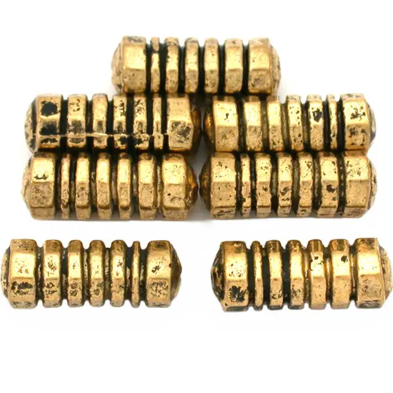 17g Bali Tube Beads Antq Gold Plated Bead 16mm Approx 6 {1}