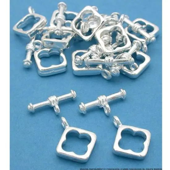 Square Toggle Clasps Silver Plated 13.5mm Approx 12 {1}