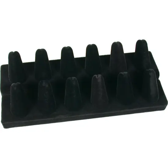 12 Finger Ring Display Black Velvet 8 1/4" 2Pcs {2}
