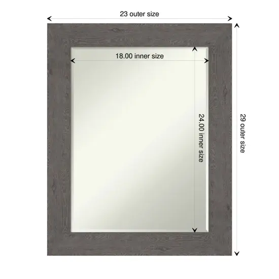Petite Bevel Wall Mirror, Rustic Plank Frame Rustic Plank Grey {1}