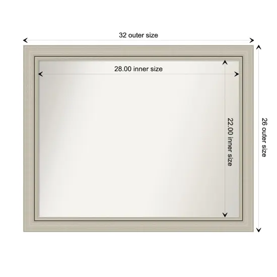 Amanti Art Non-Beveled Wood Wall Mirror, Romano Silver Narrow Frame {1}