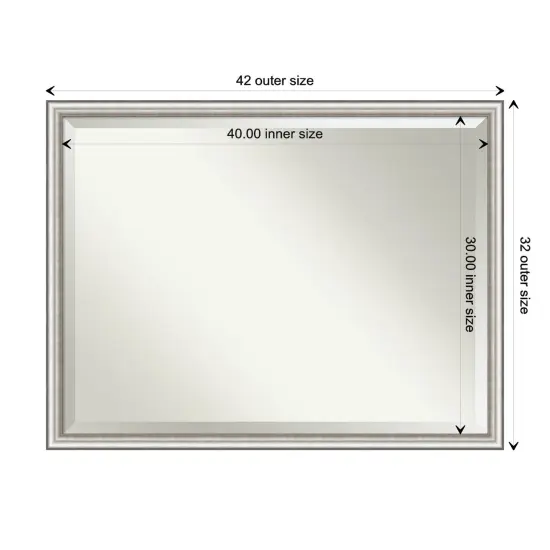 Beveled Bathroom Wall Mirror, Salon Silver Narrow Frame {1}