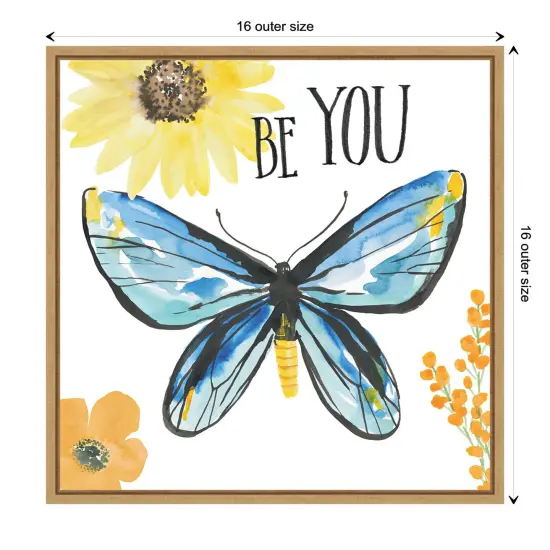 Beautiful Butterfly III by Sara Zieve Miller Canvas Wall Art Print Framed Natural {1}