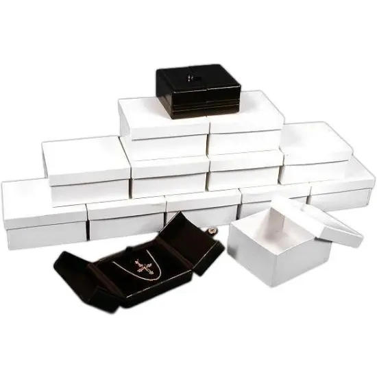 12 Pendant Necklace Boxes Black Leather Gift Display {1}