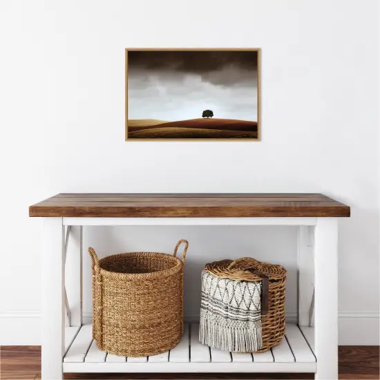 Distant Tree and Horizon by Alberto Merchan Canvas Wall Art Print Framed Natural {5}