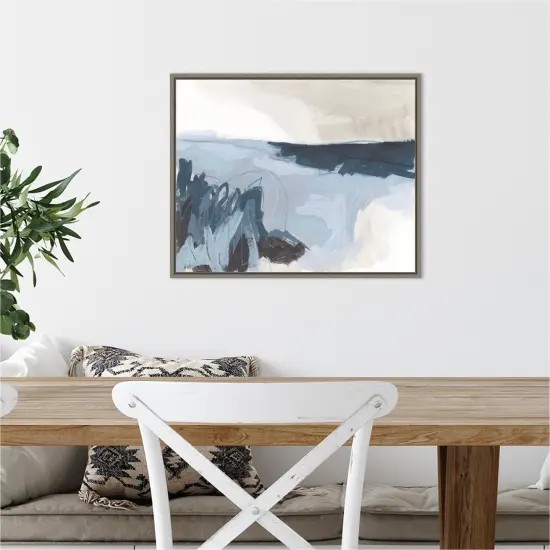 Sea Shading II (Beach) by June Erica Vess 20-in. W x 16-in. H. Canvas Wall Art Print Framed in Grey {5}