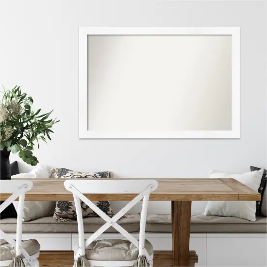 Amanti Art Non-Beveled Wall Mirror, Cabinet White Narrow Frame {7}