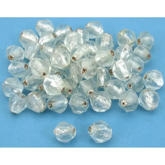 50 Clear Bicone Glass Foil Lampwork Bead 14mm Approx 50 {1}