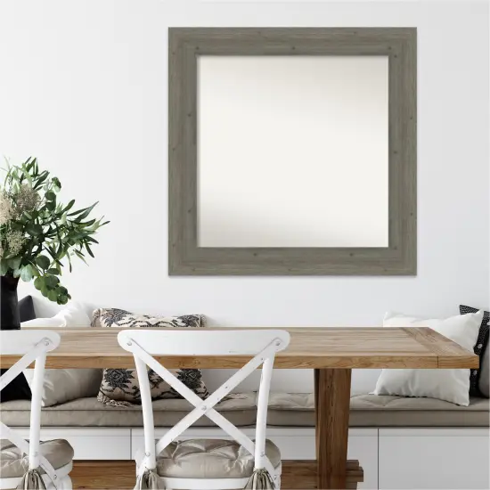 Amanti Art Non-Beveled Wood Wall Mirror, Fencepost Brown Frame {7}