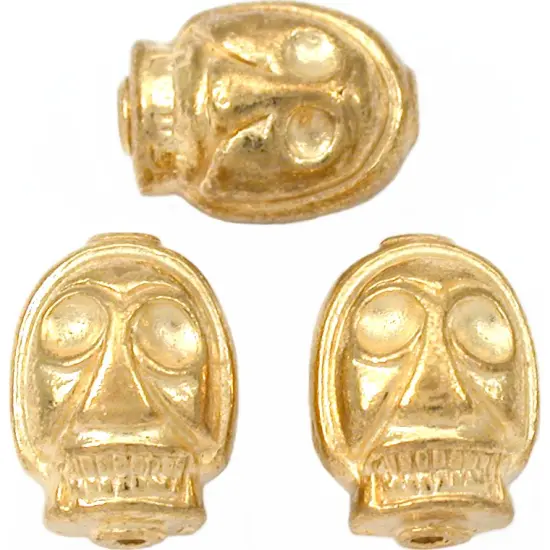 Skull Beads Gold Plated Skeleton Beading 15mm Approx 3 {1}