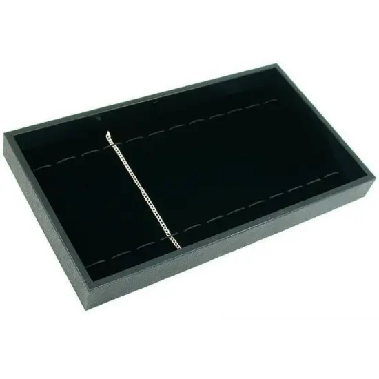 12 Slot Bracelet Watch Display Black Velvet Travel Tray {1}