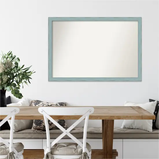 Amanti Art Non-Beveled Wood Wall Mirror, Sky Blue Rustic Frame {7}