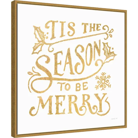White and Bright Christmas II by Danhui Nai Canvas Wall Art Print Framed Gold {1}