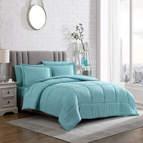 American Home Collection Down Alternative Comforter Set Extra Warm and Soft Aqua {5}