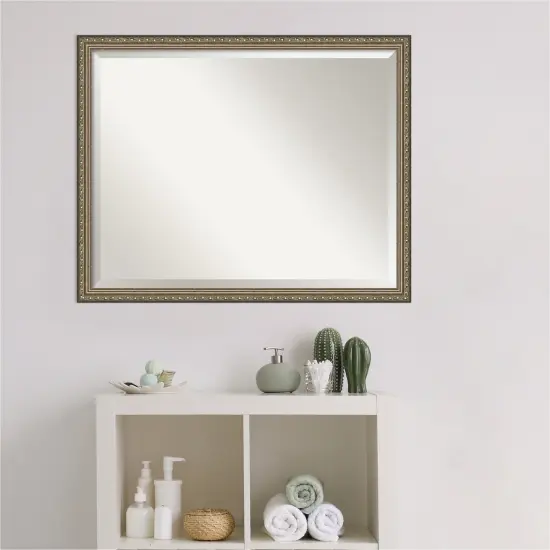 Beveled Wood Bathroom Wall Mirror, Parisian Silver Frame {4}