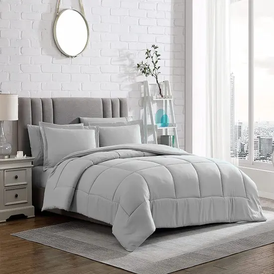 American Home Collection Down Alternative Comforter Set Extra Warm and Soft Grey {5}