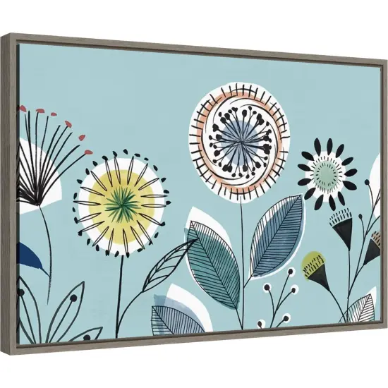 Scandi Florals I by Isabelle Z 23-in. W x 16-in. H. Canvas Wall Art Print Framed in Grey {2}