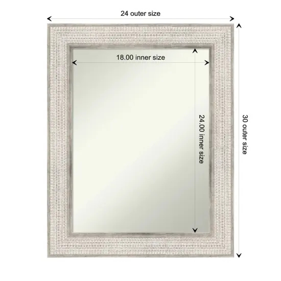 Amanti Art Non-Beveled Wood Wall Mirror, Trellis Silver Frame {1}