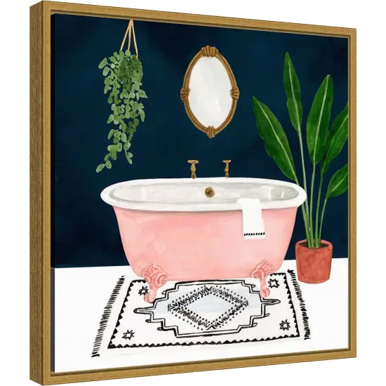 Boho Bath II by Victoria Borges 16-in. W x 16-in. H. Canvas Wall Art Print Framed in Gold {2}