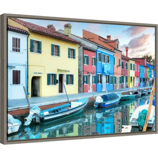 Bruano Canal Italy by Alan Blaustein 23-in. W x 16-in. H. Canvas Wall Art Print Framed in Grey {2}