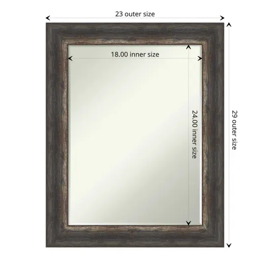 Petite Bevel Wall Mirror, Bark Rustic Char Frame {1}