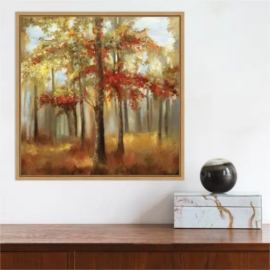 Soft Light (Trees) by Allison Pearce 16-in. W x 16-in. H. Canvas Wall Art Print Framed in Natural {5}