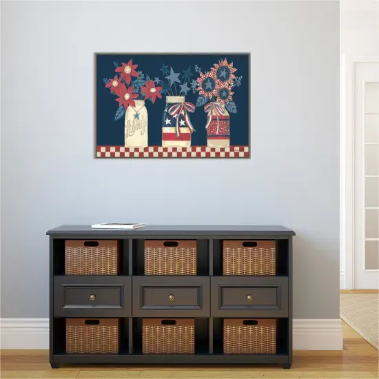 American Country Jars by Anne Tavoletti 33-in. W x 23-in. H. Canvas Wall Art Print Framed in Grey {5}