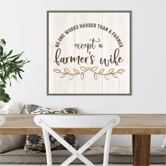 Farm Life VI Farmers Wife by Tara Reed 22-in. W x 22-in. H. Canvas Wall Art Print Framed in Grey {5}