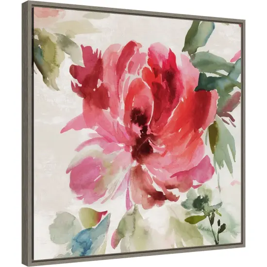 Fall Peony I by Asia Jensen 22-in. W x 22-in. H. Canvas Wall Art Print Framed in Grey {2}
